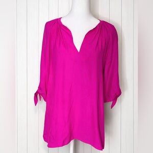 Lilly Pulitzer Size Small Bryce Top Magenta Vibrant Pink 100% Silk Blouse NWT‎